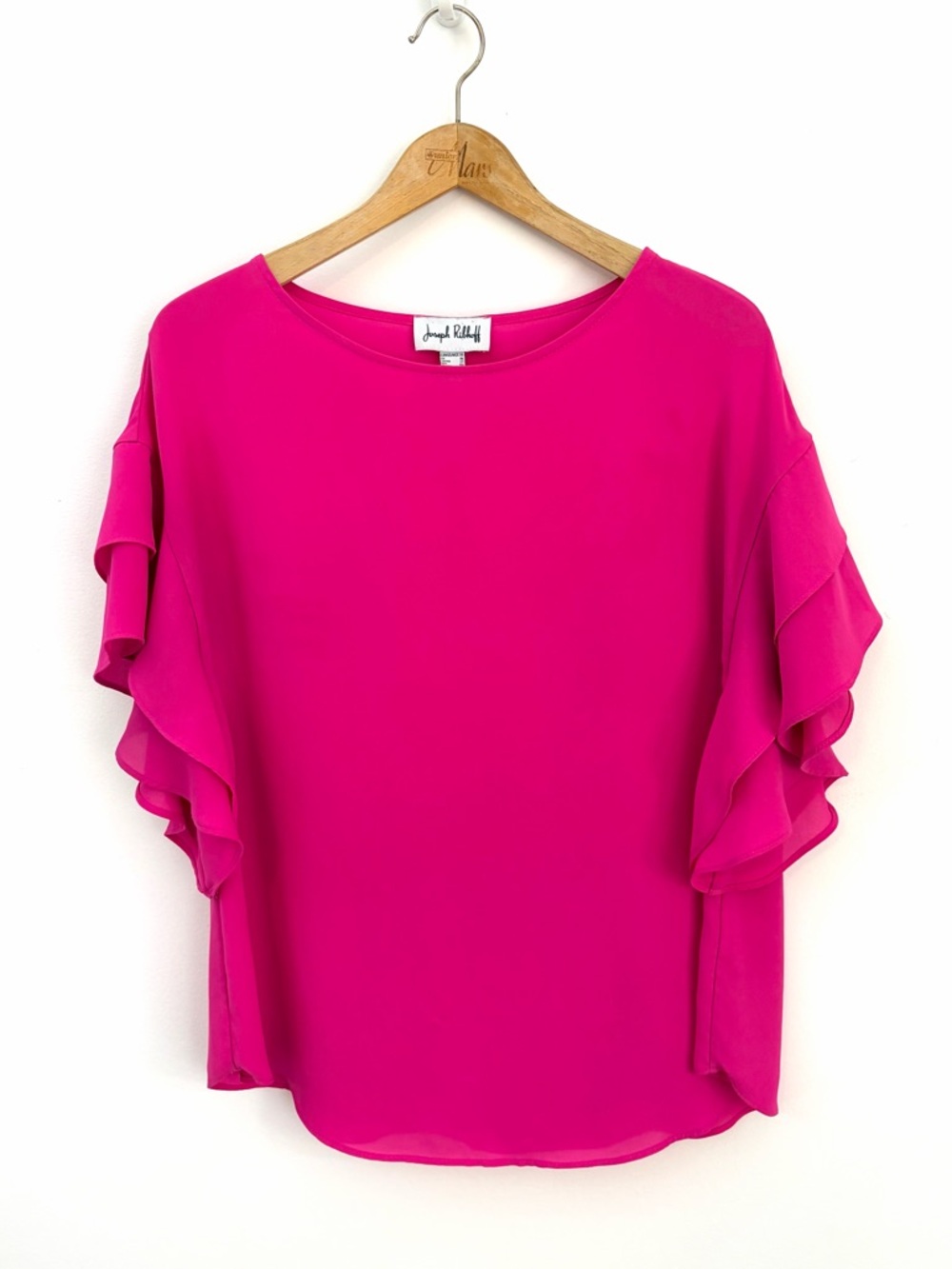 Joseph Ribkoff - Barbiecore Flutter Sleeve Blouse - Size 14